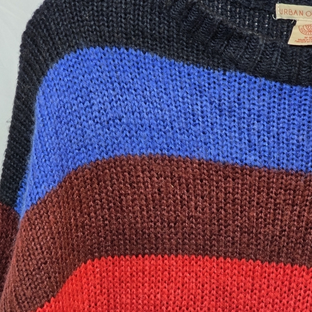 Urban Outfitters Oversized Colorul Stripe Sweater Rainbow 80s Punky Brewster, M - Picture 4 of 8